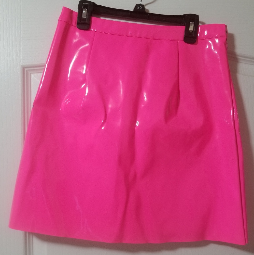 Missguided hot pink pleather mini skirt
